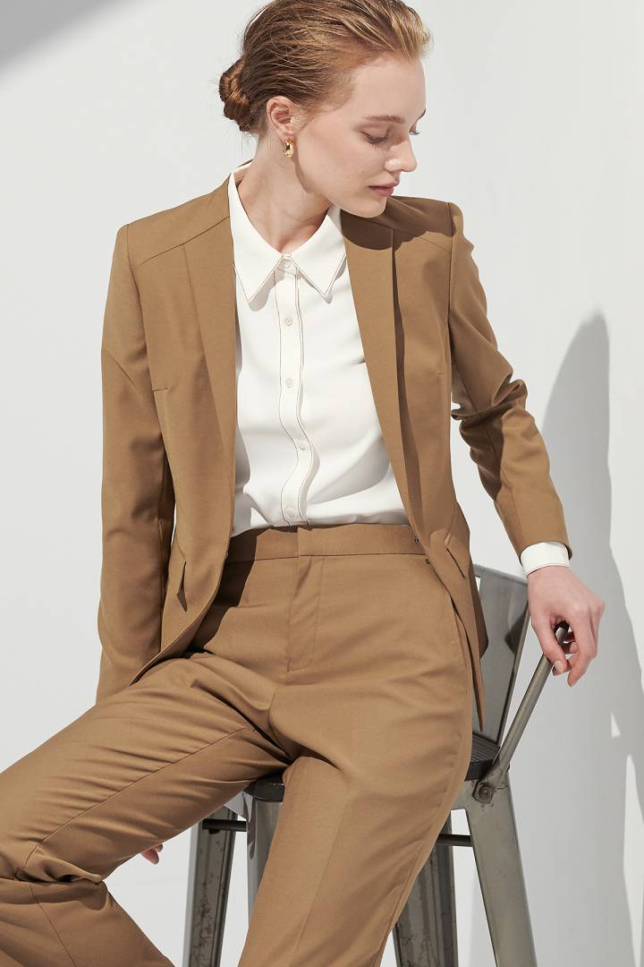 SST&C Women'S Wool Blend Designer Hook-Button Suit Jacket | 7162109007  (Outlet)_2