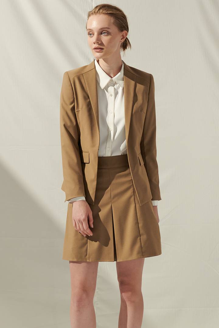 SST&C Women'S Khaki Pleated A-Line Skirt | 7462109007  (Outlet)_4