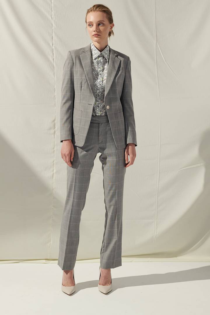 SST&C Women'S Wool Blend Vintage Gray Check Suit Trousers | 7262109005  (Outlet)_0