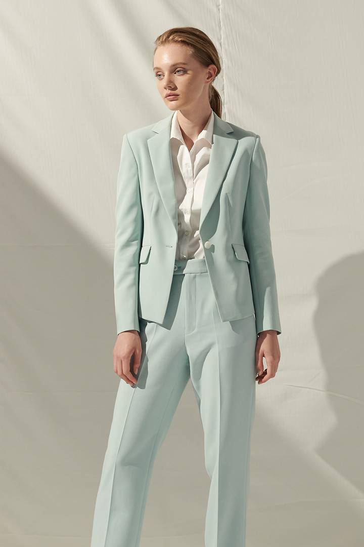 SST&C Women'S Elastic Fit Lake Blue Suit Trousers | 7262109006  (Outlet)_4