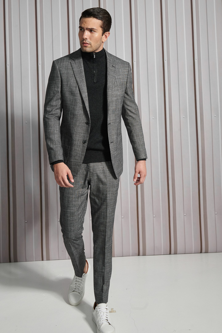 SST&C Gray Check Pattern Slim Fit Suit Trousers | 0212110007  (Outlet)_0