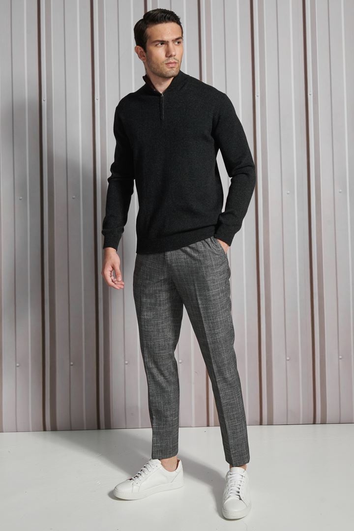 SST&C Gray Check Pattern Slim Fit Suit Trousers | 0212110007  (Outlet)_2