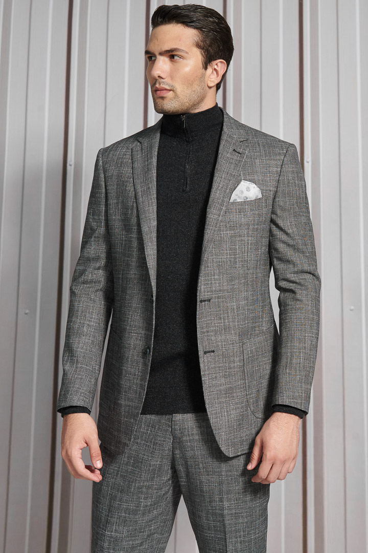 SST&C Gray Check Pattern Slim Fit Suit Trousers | 0212110007  (Outlet)_4