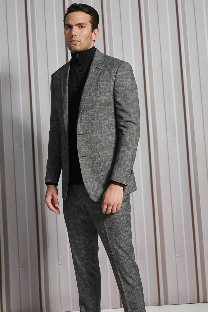 SST&C Gray Check Pattern Slim Fit Suit Trousers | 0212110007  (Outlet)_5
