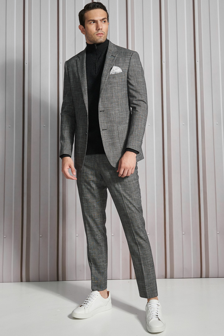 SST&C Gray Check Pattern Slim Fit Suit Trousers | 0212110007  (Outlet)_6