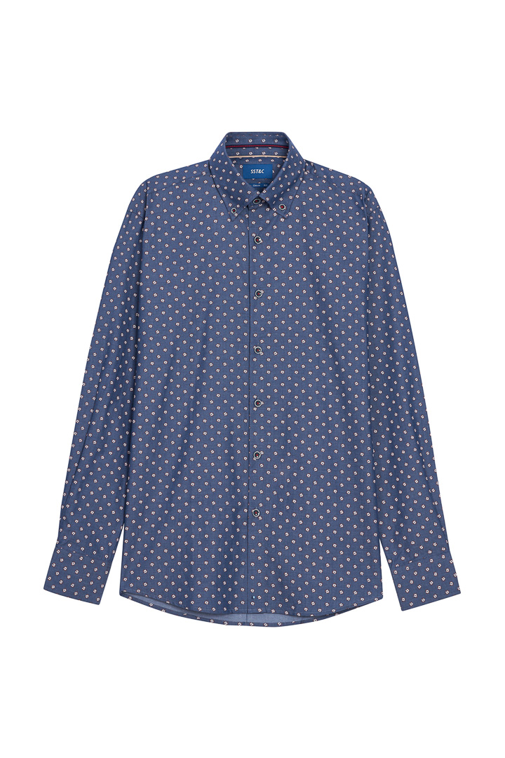 SST&C #Comfortable Cotton  White and Red Floral Dark Blue Shirt | 0312110009  (Outlet)_6