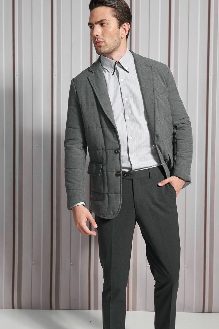 SST&C #Comfortable Cotton  Gray and White Striped Pattern Shirt | 0312110011  (Outlet)_3