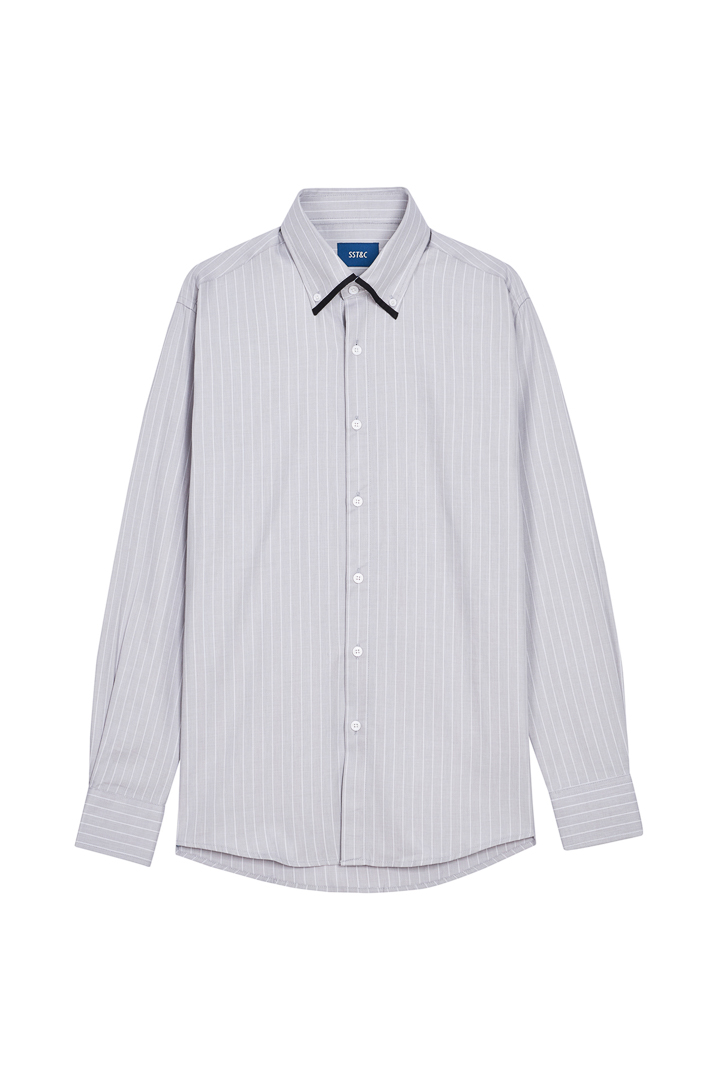 SST&C #Comfortable Cotton  Gray and White Striped Pattern Shirt | 0312110011  (Outlet)_6