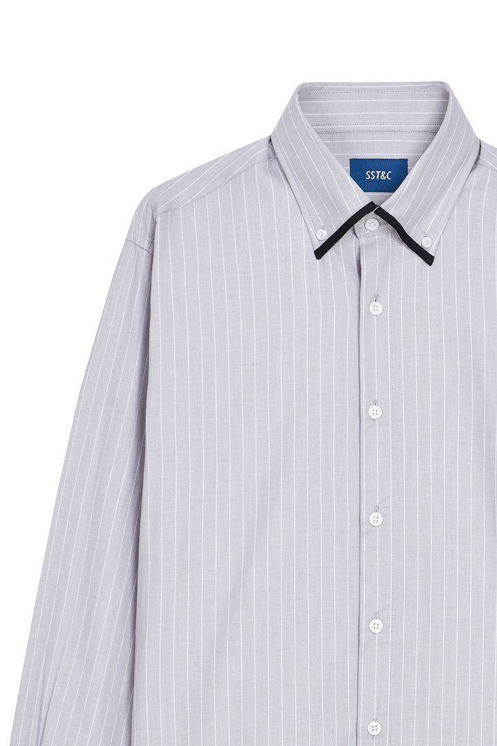 SST&C #Comfortable Cotton  Gray and White Striped Pattern Shirt | 0312110011  (Outlet)_7
