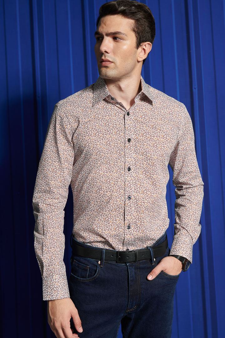 SST&C #Comfortable Cotton  Brown Leaf Print Shirt | 0312110012  (Outlet)_2