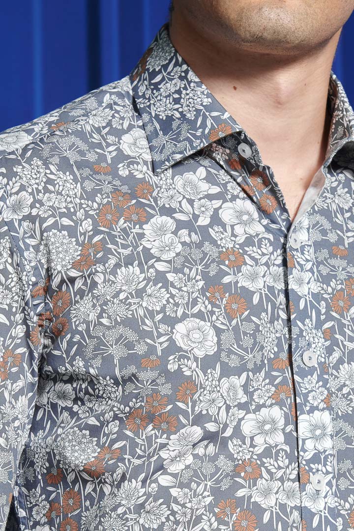 SST&C #Comfortable Cotton  Orange and White Floral Shirt | 0312110016  (Outlet)_3