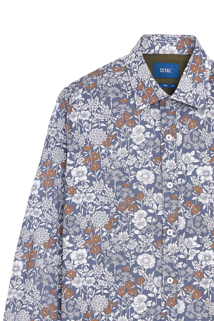 SST&C #Comfortable Cotton  Orange and White Floral Shirt | 0312110016  (Outlet)_7