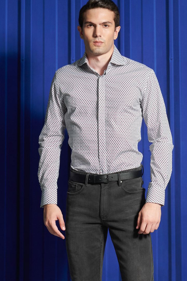 SST&C #Comfortable Cotton  Red Diamond Print Shirt | 0312110018  (Outlet)_4