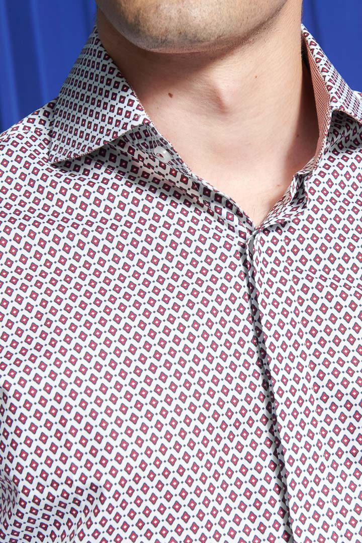 SST&C #Comfortable Cotton  Red Diamond Print Shirt | 0312110018  (Outlet)_5