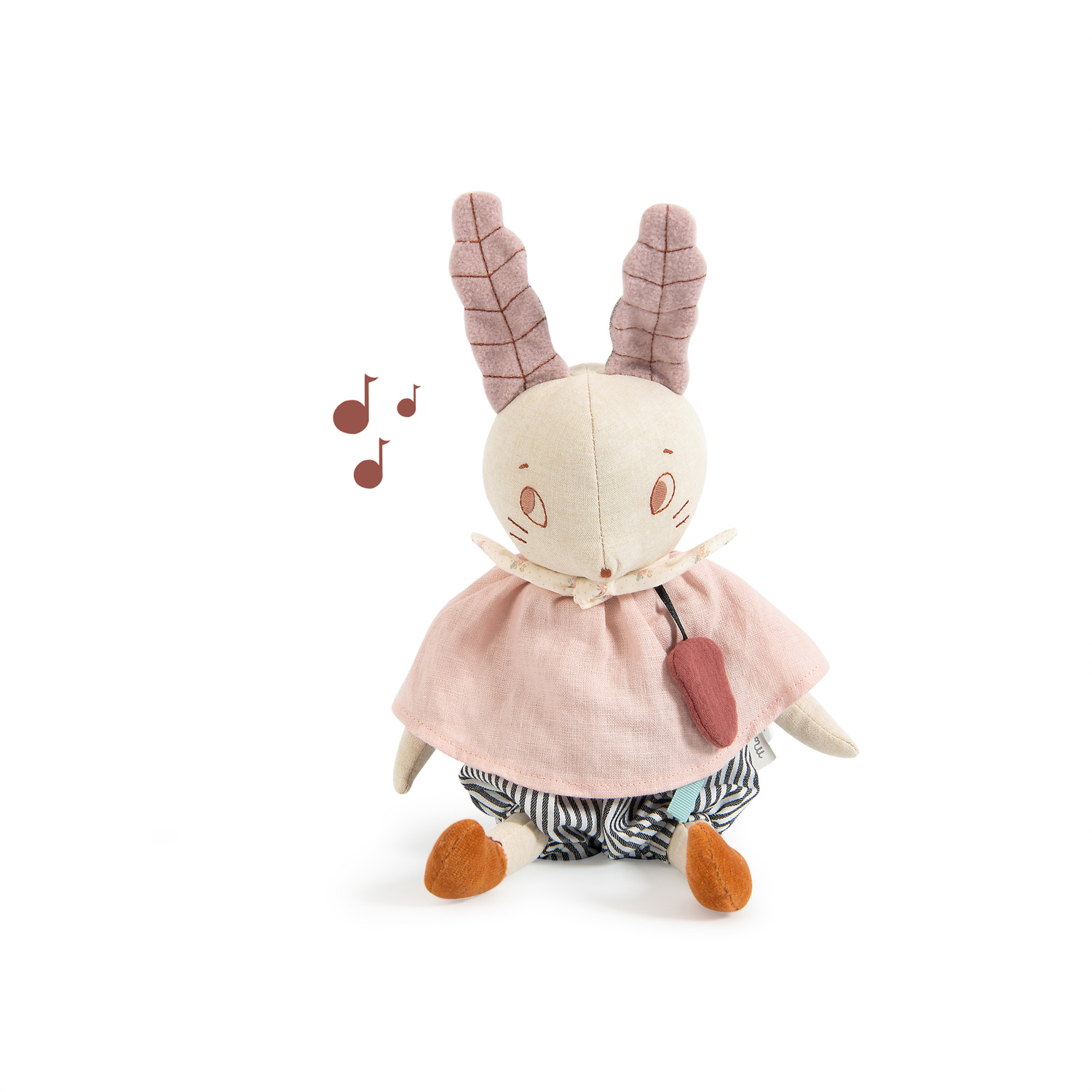 法國 Moulin Roty 雨後系列音樂玩偶粉紅小兔子 H36cm_1