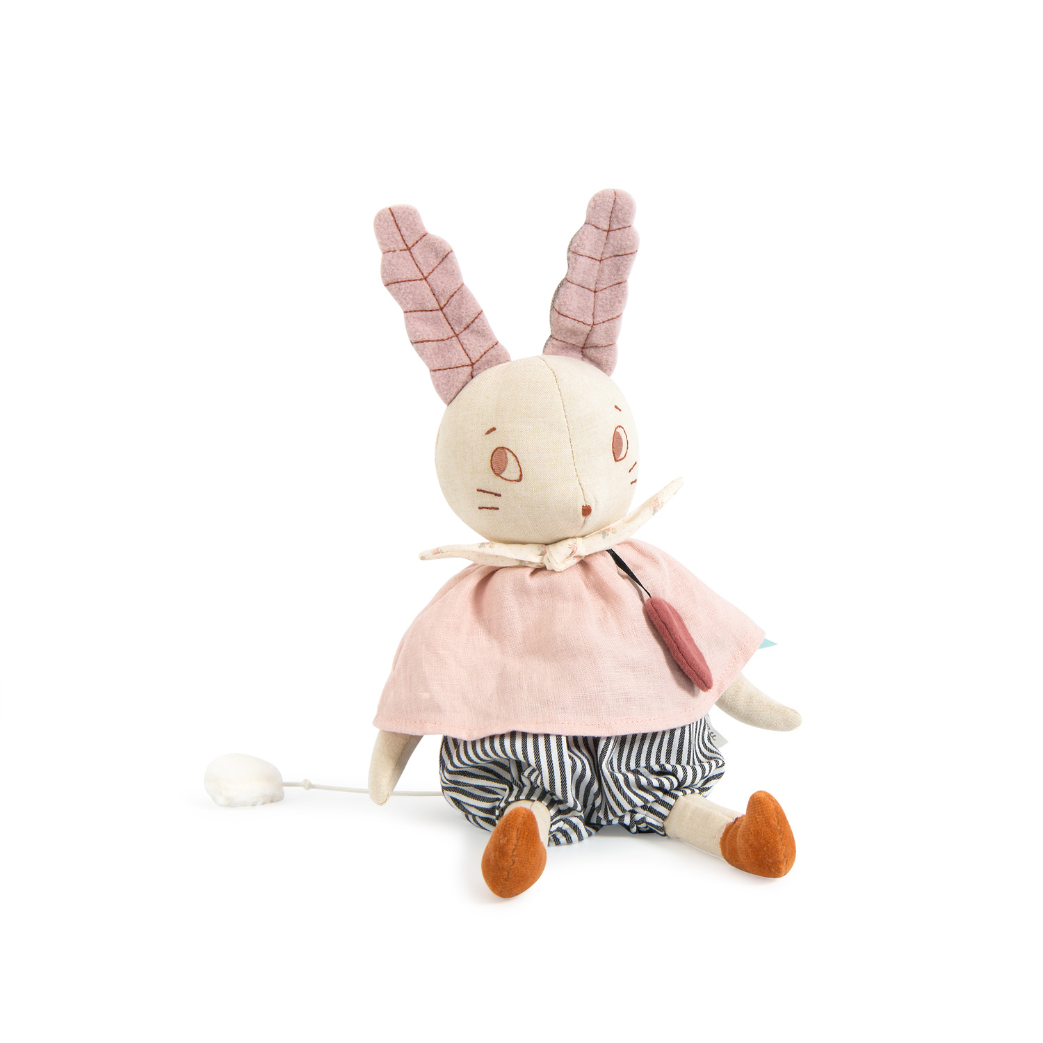 法國 Moulin Roty 雨後系列音樂玩偶粉紅小兔子 H36cm_2
