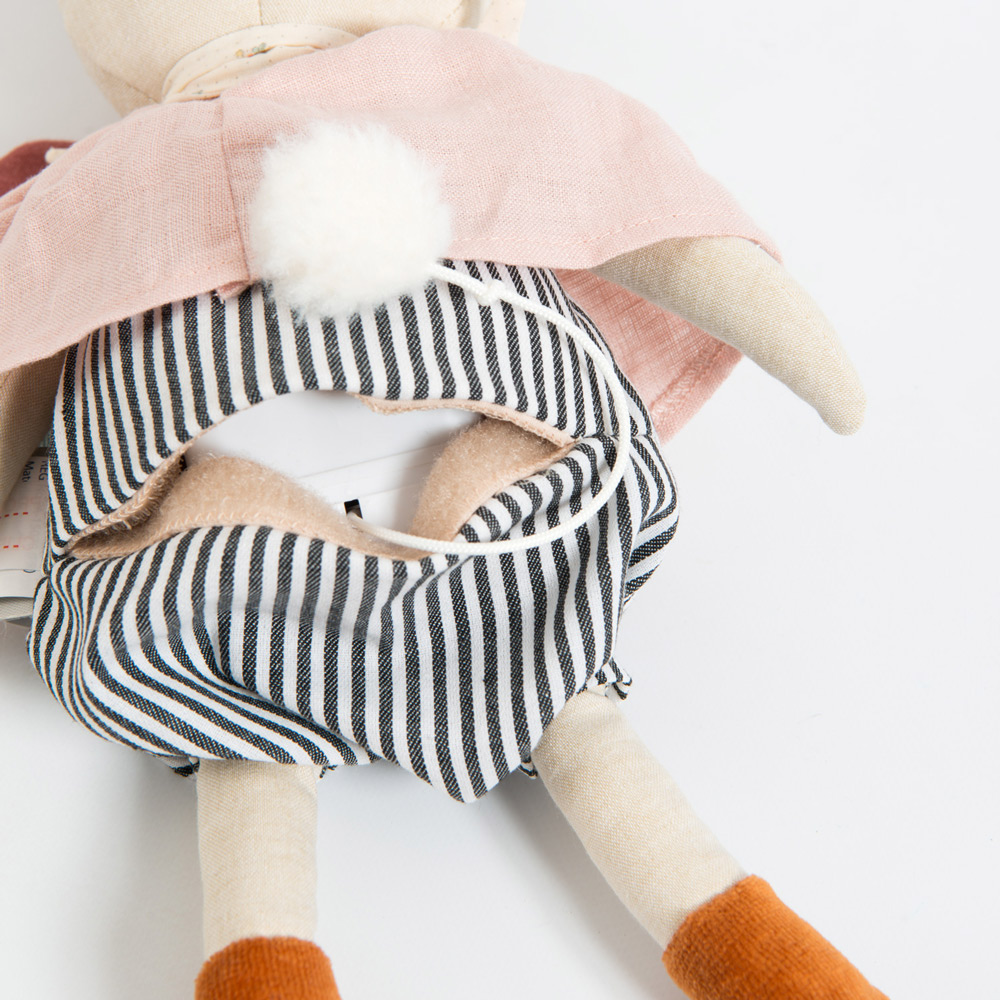 法國 Moulin Roty 雨後系列音樂玩偶粉紅小兔子 H36cm_5