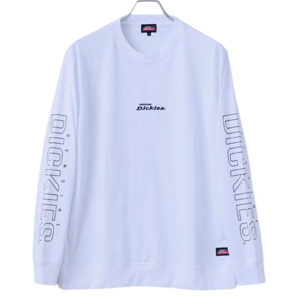 【DICKIES】日本限定 1474-9630 手袖簍空文字 薄款 長T / 大學T (白色)_0