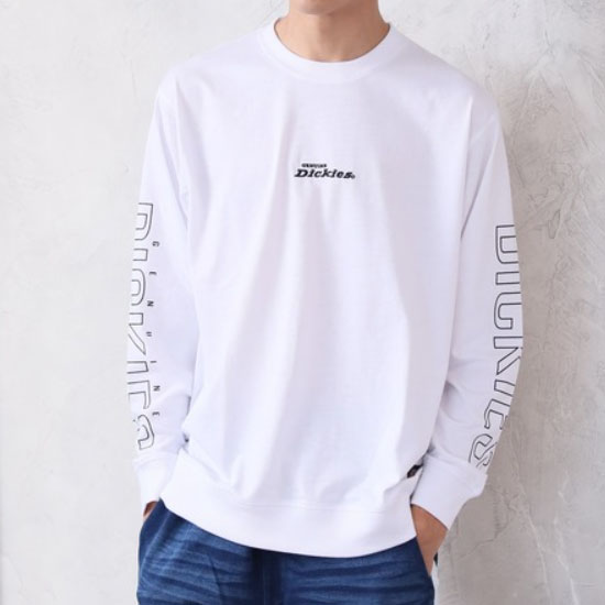 【DICKIES】日本限定 1474-9630 手袖簍空文字 薄款 長T / 大學T (白色)_1