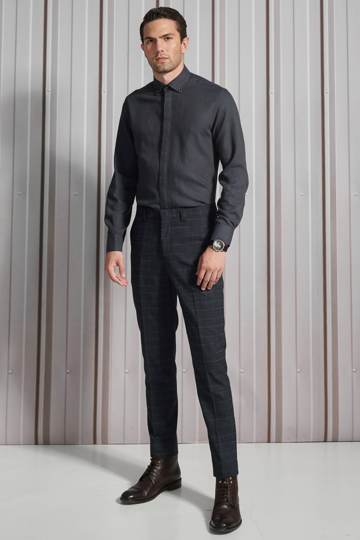 SST&C Navy Blended Tailored Trousers | 0212110004  (Outlet)_0