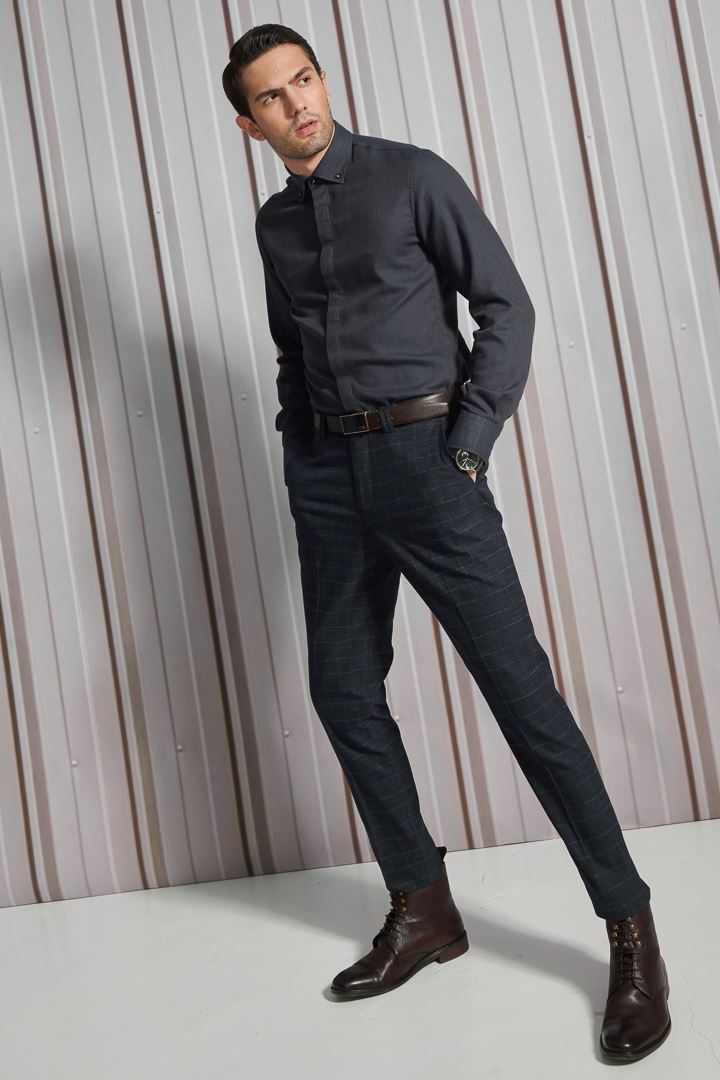 SST&C Navy Blended Tailored Trousers | 0212110004  (Outlet)_4