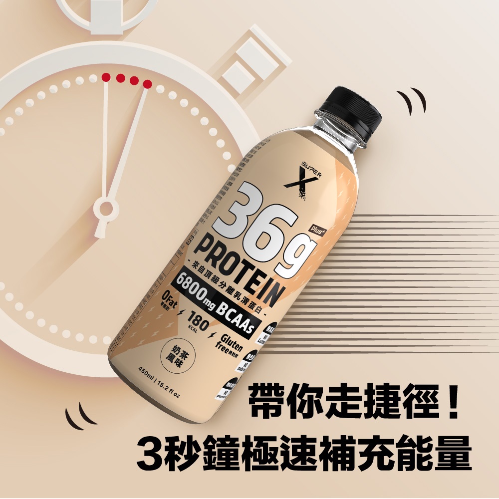 【36G蛋白質】Super X - 頂級分離乳清蛋白飲(450ml/瓶)(24瓶/箱)_2