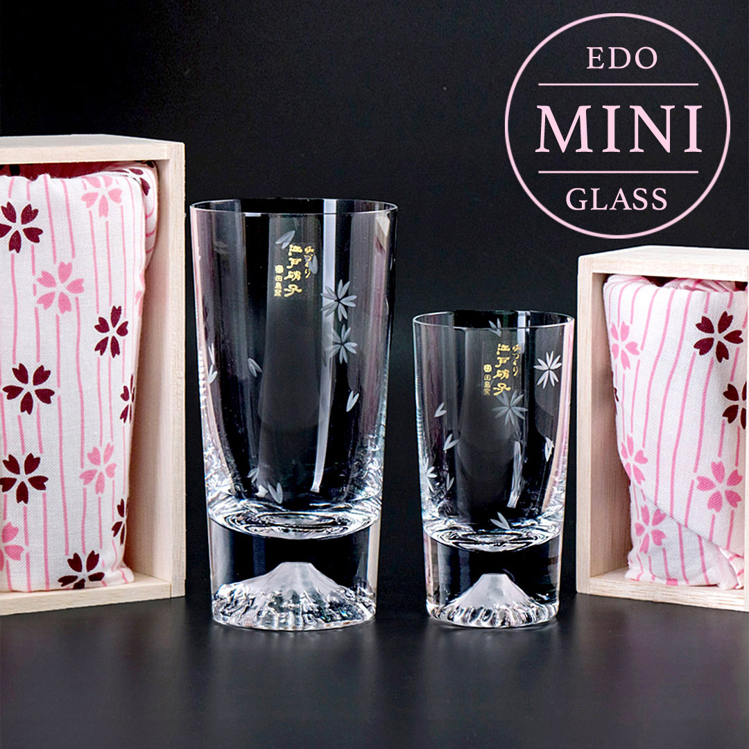 總代理公司貨 田島硝子富士山杯櫻花款x迷你櫻花款高杯啤酒杯2入組酒杯玻璃杯mini迷你版隨飲料變色最佳禮物伴手禮推薦