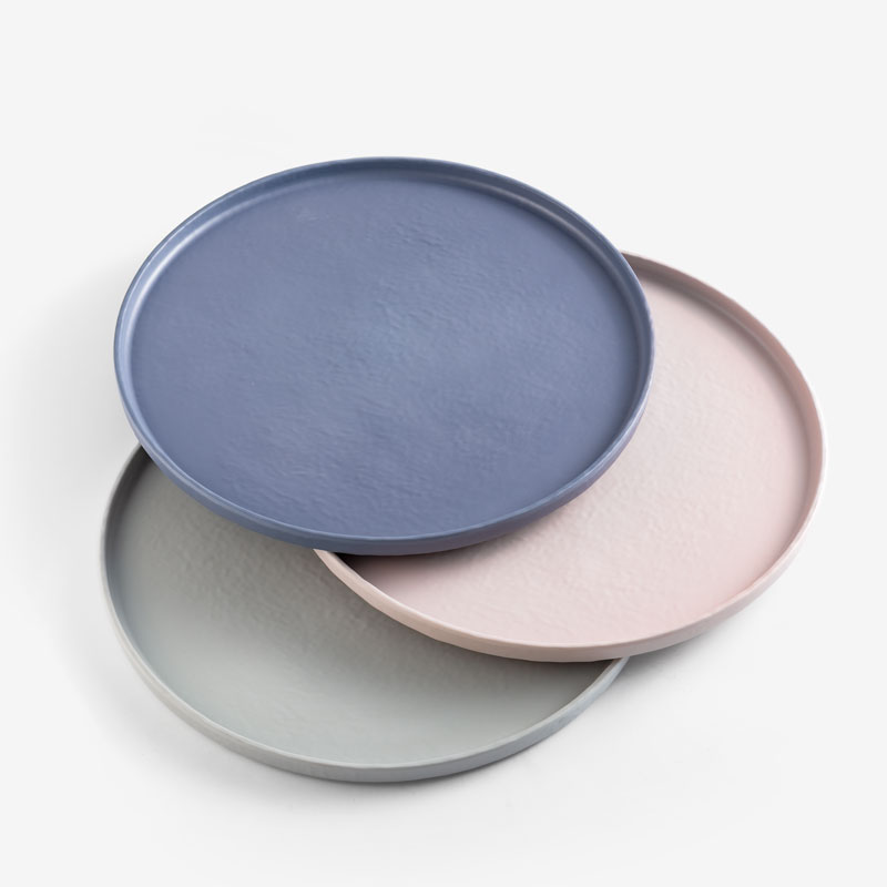 Stripes 17cm Plated Plastic Plate | Black | 10-piece Set_3