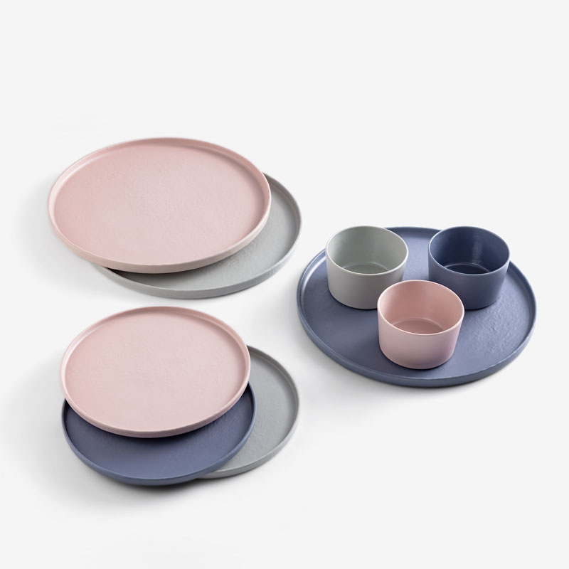 Stripes 17cm Plated Plastic Plate | Black | 10-piece Set_4