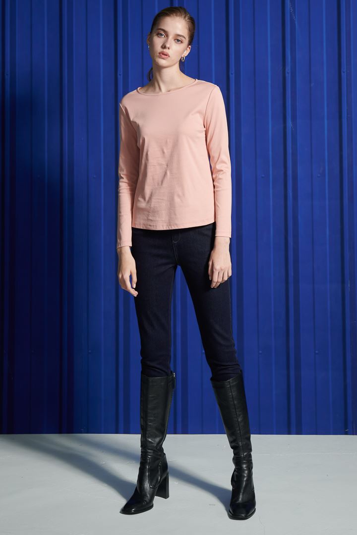 SST&C Women'S Coral Pink Boat Neck T-Shirt | 8762110007  (Outlet)_3