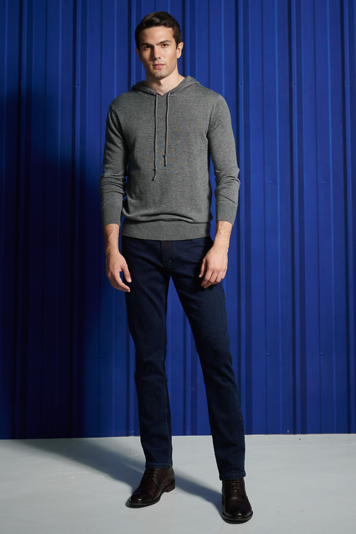 SST&C #Online Exclusive  Merino Blend Dark Gray Knitted Hoodie | 1112111004  (Outlet)_1