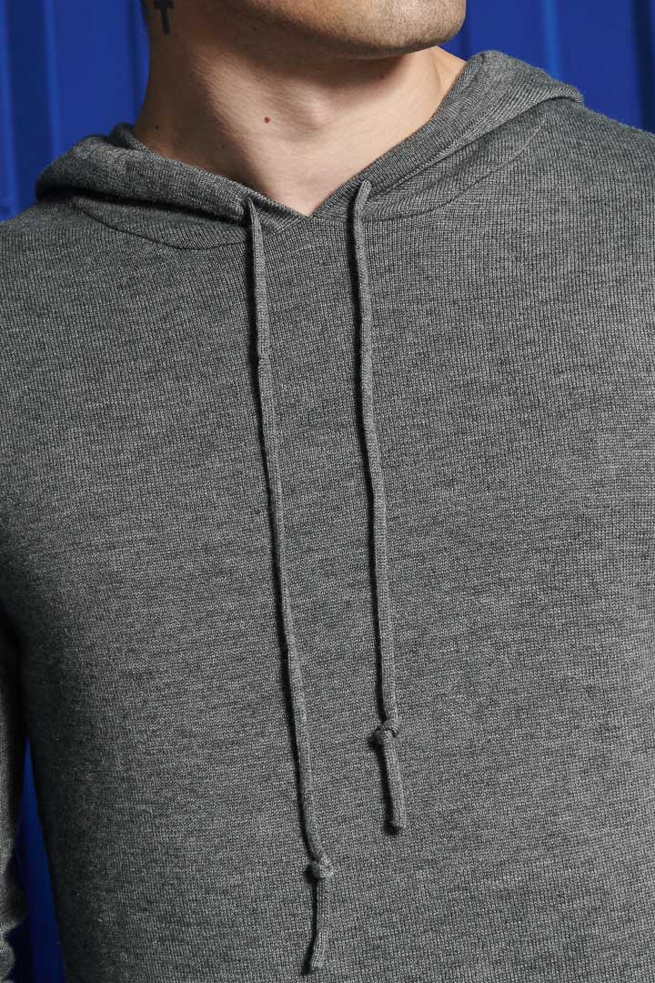 SST&C #Online Exclusive  Merino Blend Dark Gray Knitted Hoodie | 1112111004  (Outlet)_4