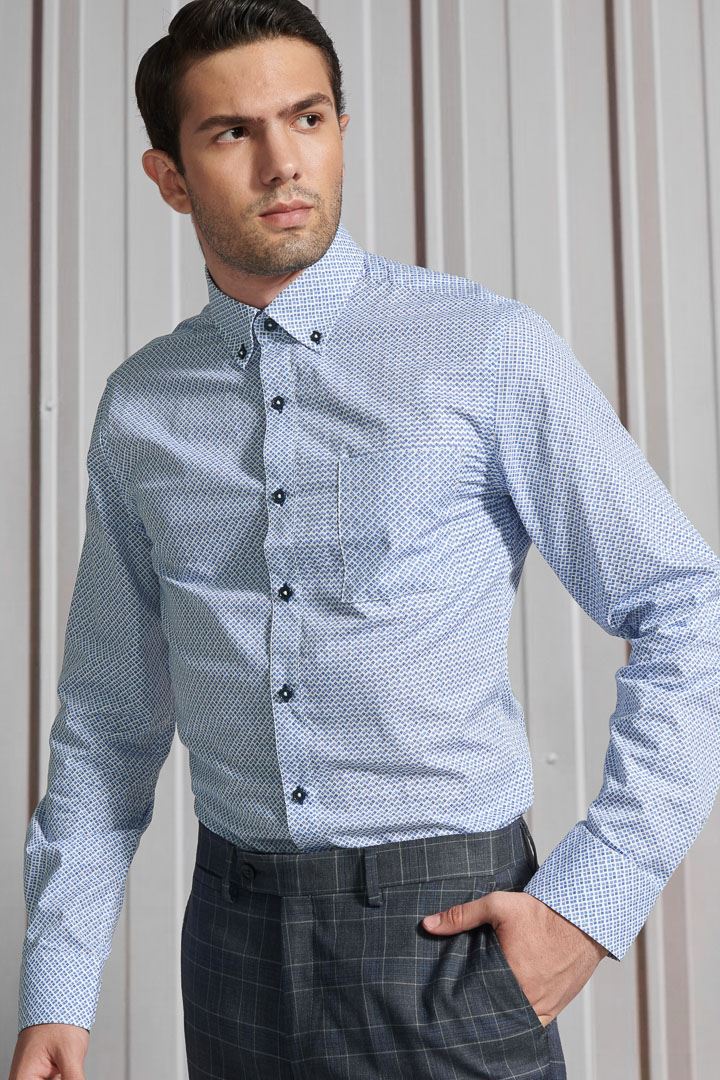 SST&C #Comfortable Cotton  Blue Diamond Printed Shirt | 0312111002  (Outlet)_0