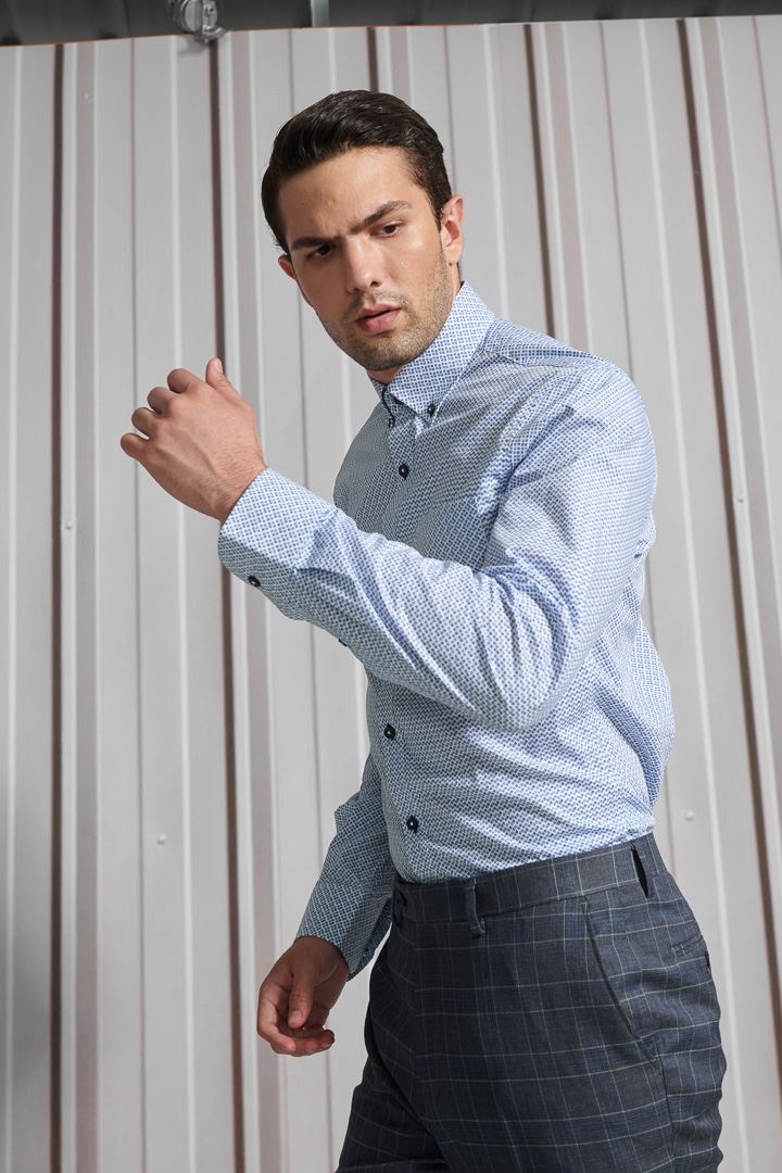 SST&C #Comfortable Cotton  Blue Diamond Printed Shirt | 0312111002  (Outlet)_2