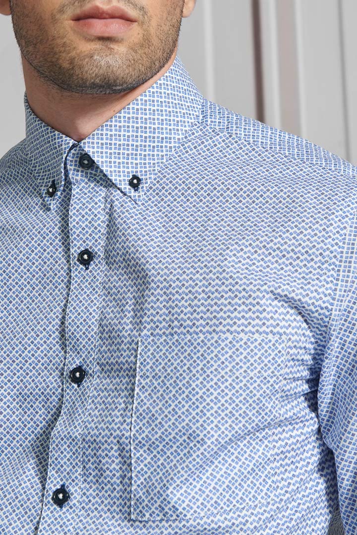 SST&C #Comfortable Cotton  Blue Diamond Printed Shirt | 0312111002  (Outlet)_4