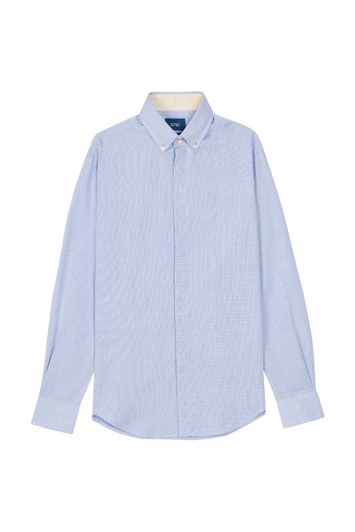 SST&C #Easycare  Blue Textured Shirt | 0312111006  (Outlet)_0