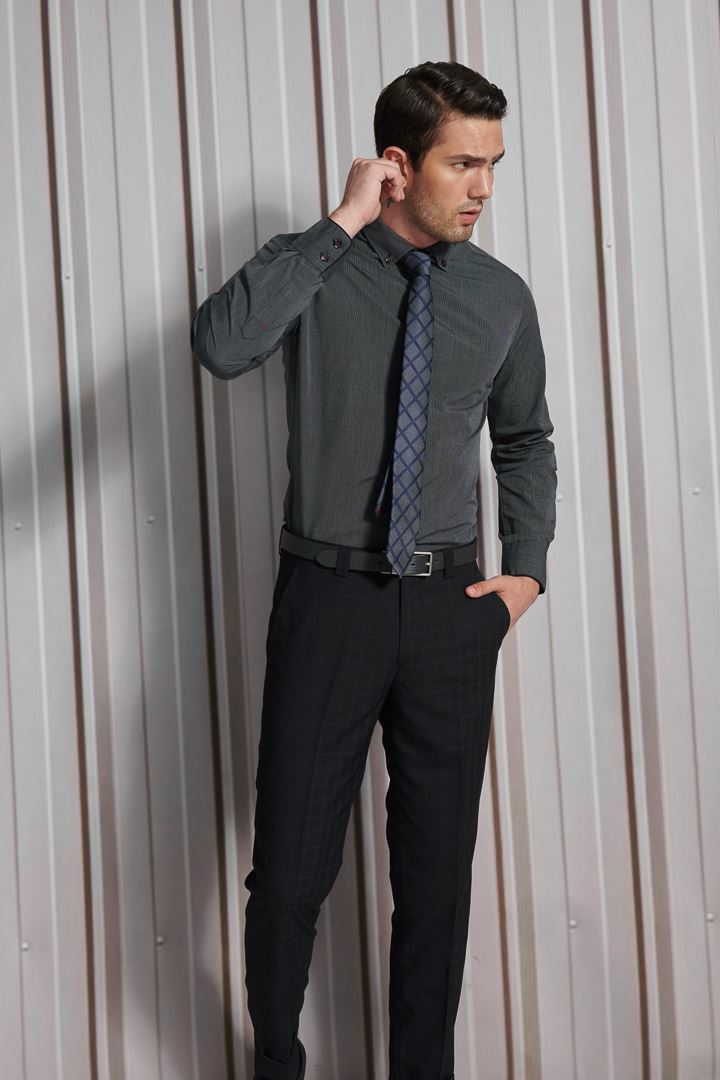 SST&C #Easycare  Dark Gray Textured Shirt | 0312111009  (Outlet)_0
