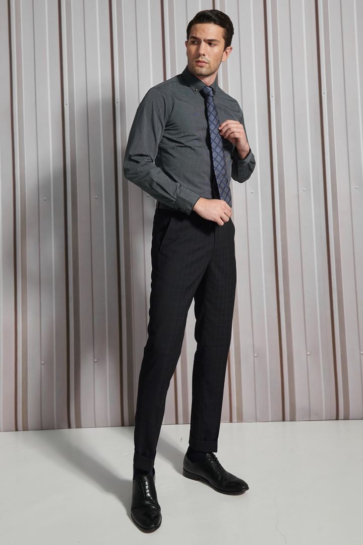 SST&C #Easycare  Dark Gray Textured Shirt | 0312111009  (Outlet)_3