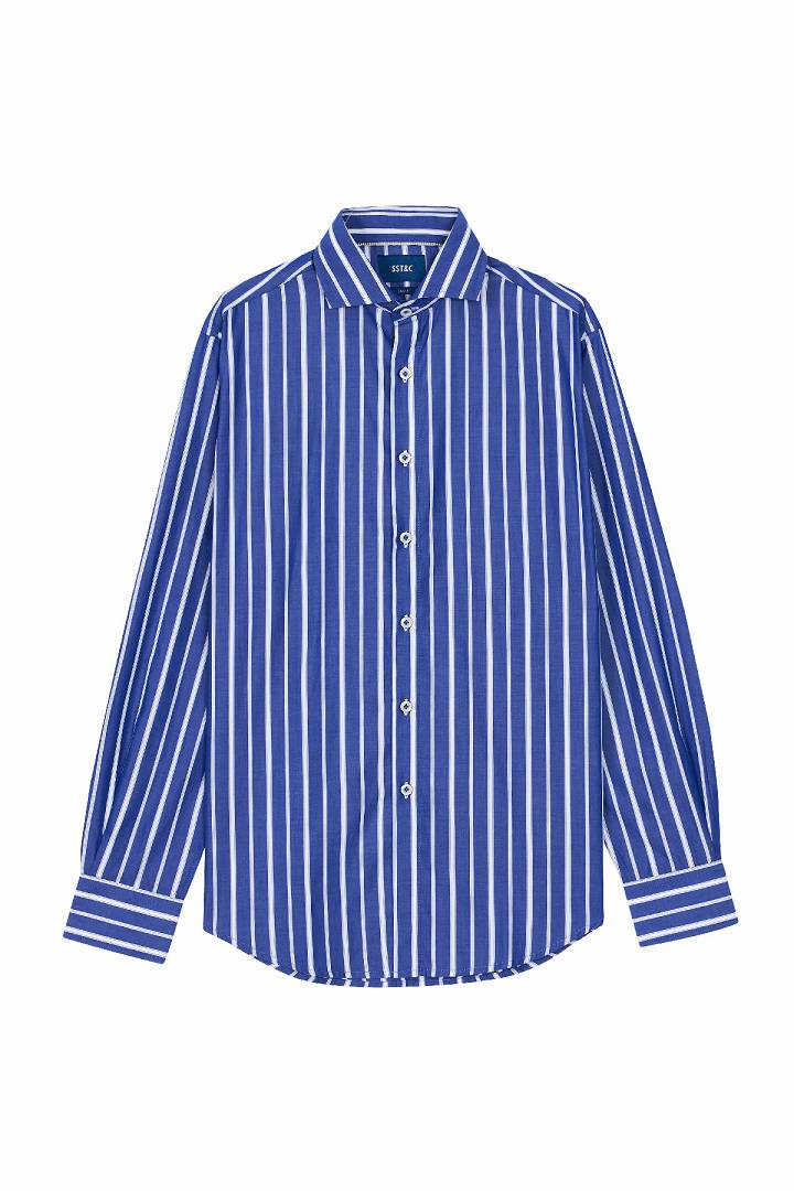 SST&C #Online Exclusive  #Comfortable Cotton  Blue and White Straight Shirt | 0312111016  (Outlet)_6