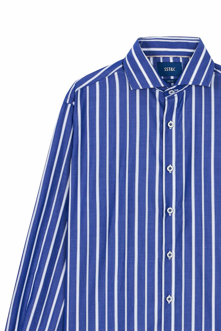 SST&C #Online Exclusive  #Comfortable Cotton  Blue and White Straight Shirt | 0312111016  (Outlet)_7