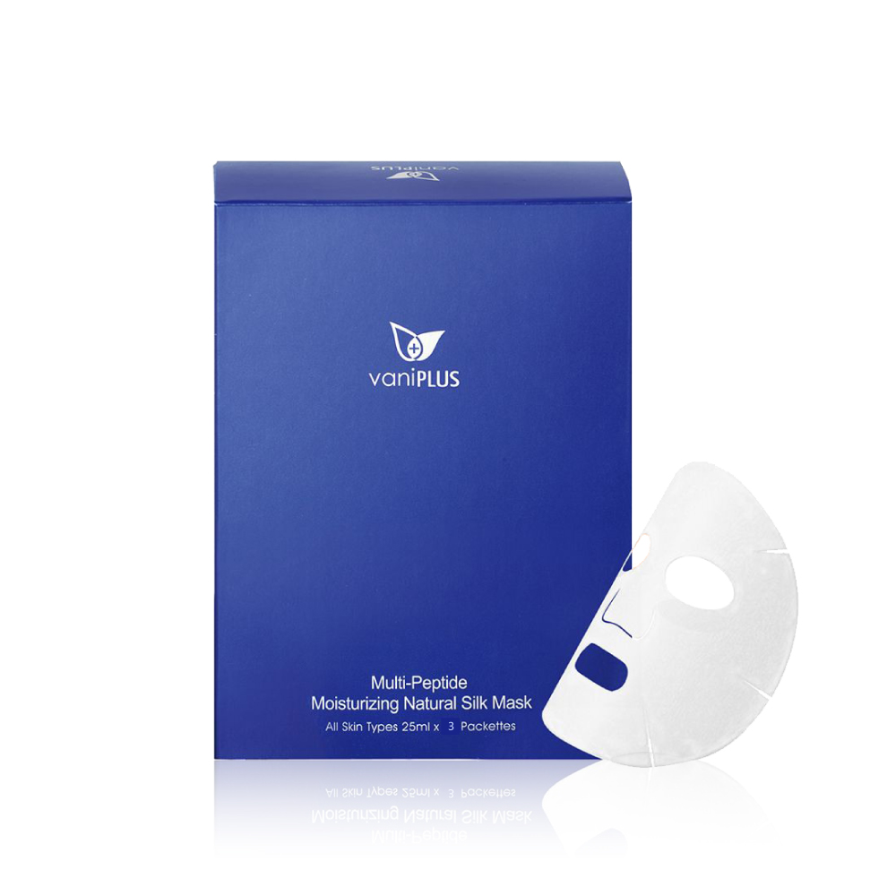 新娘安瓶面膜｜薇霓進階三效安瓶絲膜(3入/盒) vaniPLUS Multi-Peptide Moisturizing Natural Silk Mask 25ml×3 Packettes_0