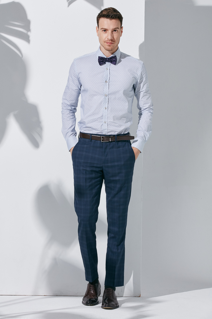 SST&C #Milan Series  Navy Blue Check Pattern Slim Fit Suit Trousers | 0211904003  (Outlet)_3