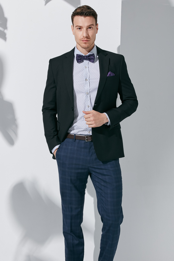 SST&C #Milan Series  Navy Blue Check Pattern Slim Fit Suit Trousers | 0211904003  (Outlet)_4