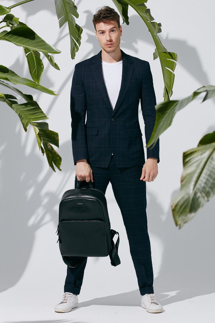SST&C Navy Blue Check Pattern Slim Fit Suit Trousers | 0211904007  (Outlet)_2