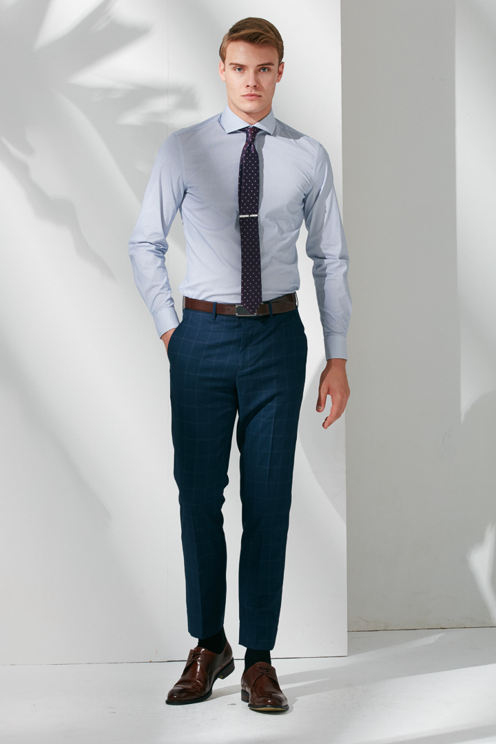 SST&C Navy Check Pattern Suit Trousers | 0211905003  (Outlet)_0