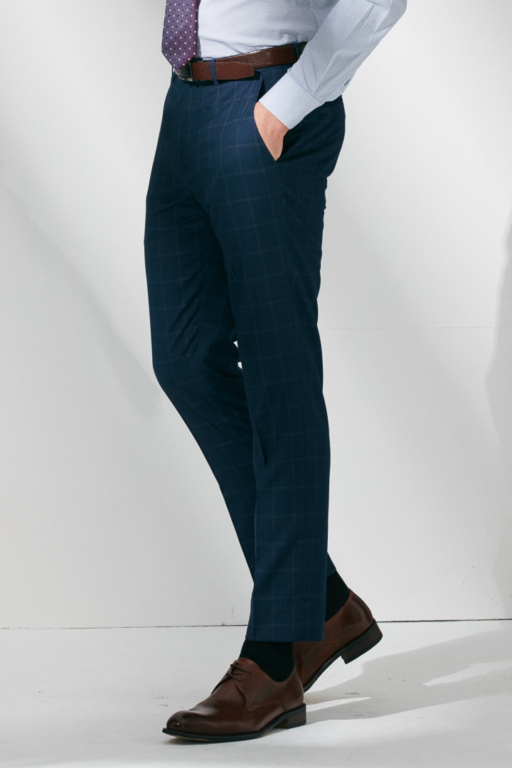 SST&C Navy Check Pattern Suit Trousers | 0211905003  (Outlet)_1