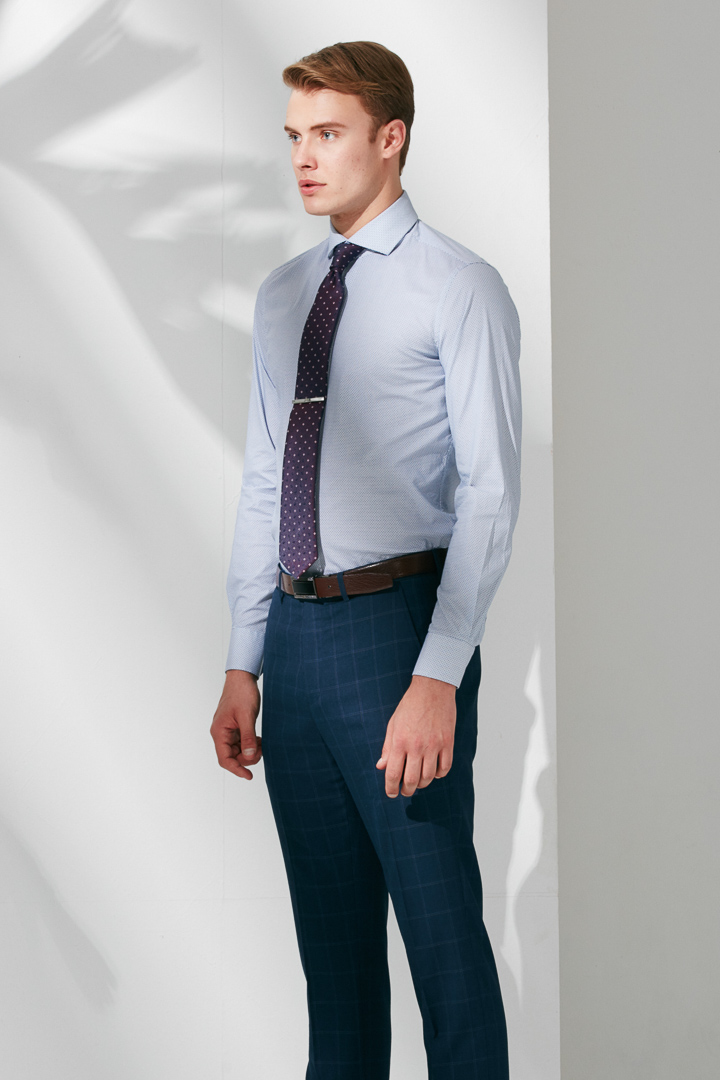 SST&C Navy Check Pattern Suit Trousers | 0211905003  (Outlet)_2