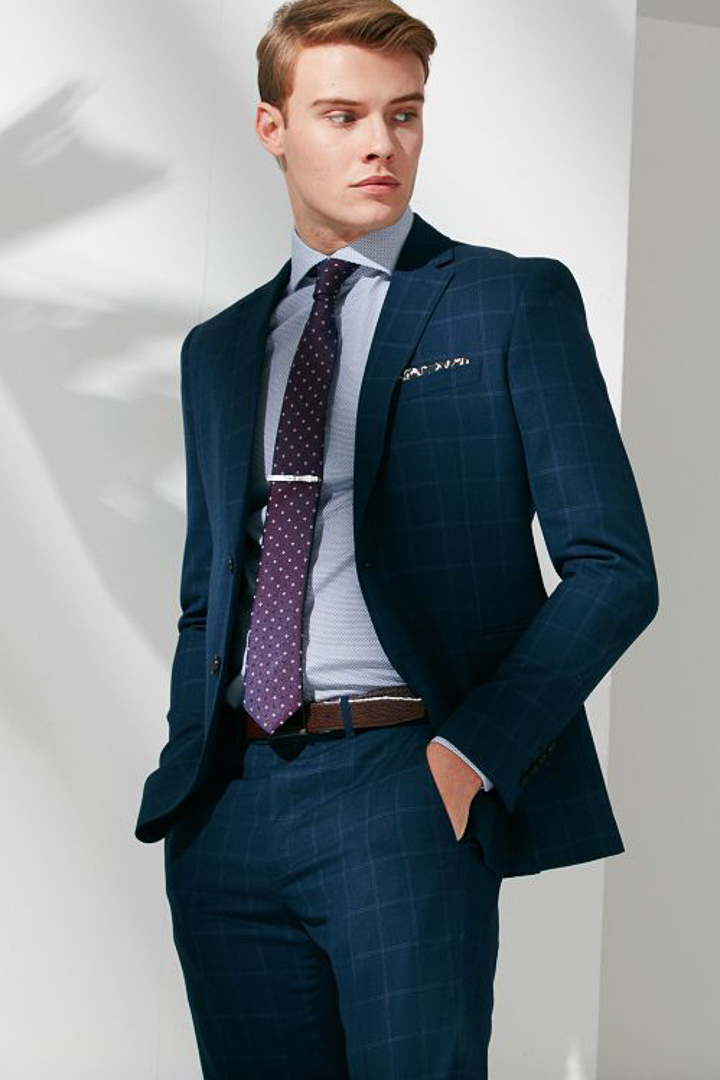 SST&C Navy Check Pattern Suit Trousers | 0211905003  (Outlet)_3