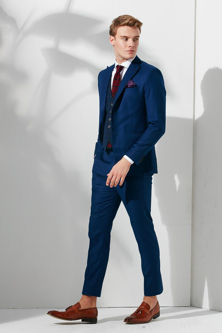 SST&C Navy Check Pattern Suit Trousers | 0211906001  (Outlet)_2