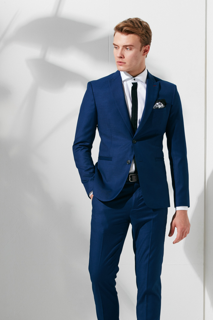 SST&C Navy Check Pattern Suit Trousers | 0211906001  (Outlet)_3